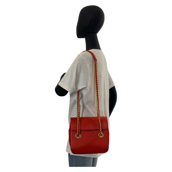 Prada Prada Vintage Red Leather Chain Shoulder Bag Leather Crossbody Bag - Picture 10 of 10